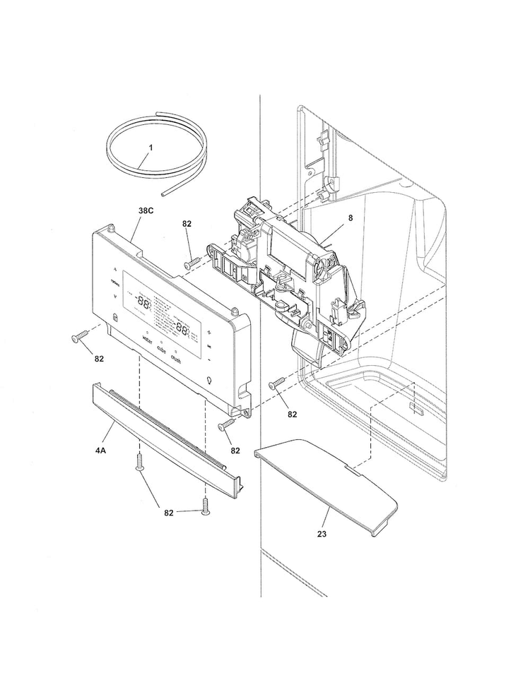 Controls/ice Dispenser Diagram and Parts List for 25370443410  Kenmore Refrigerator