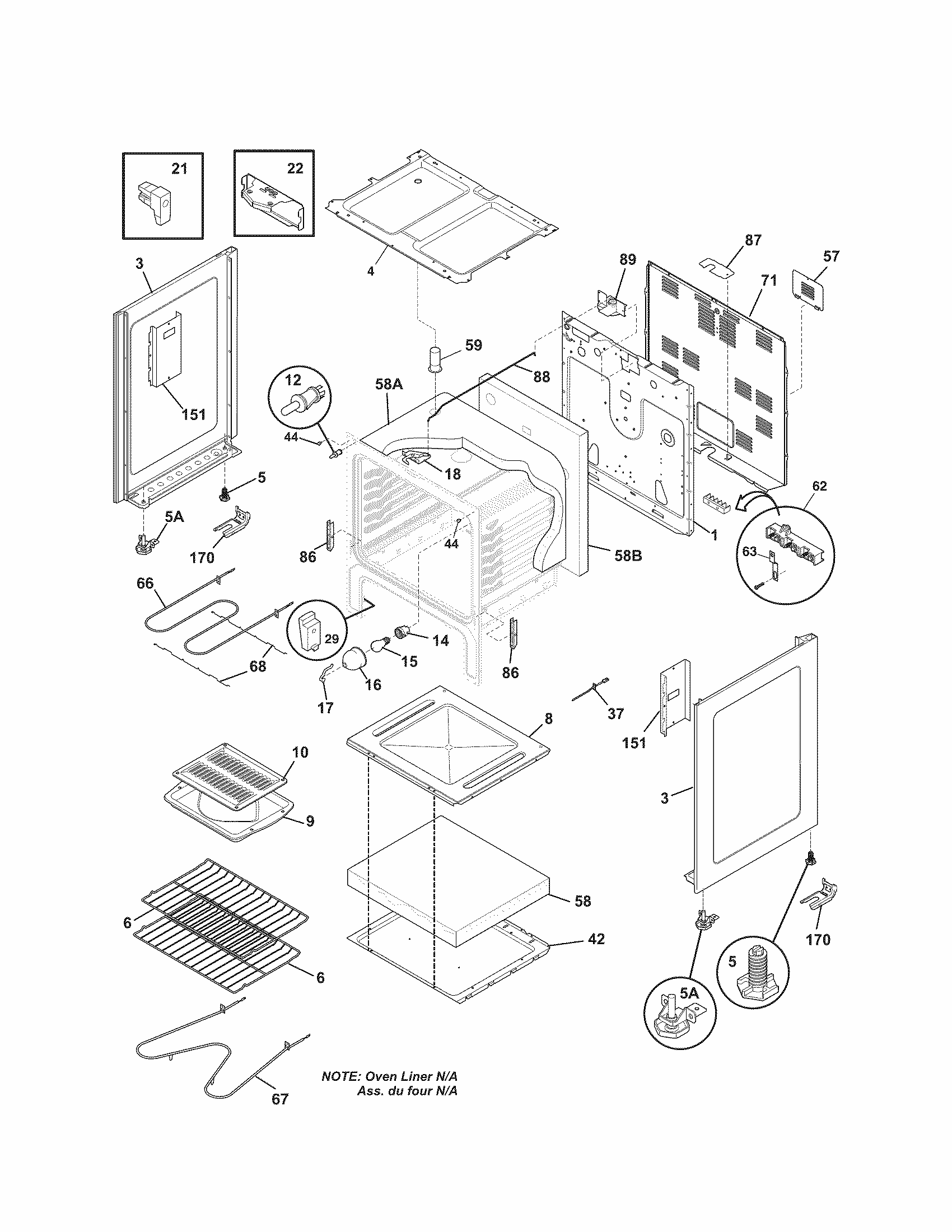 Body Diagram and Parts List for 79090213014  Kenmore Range