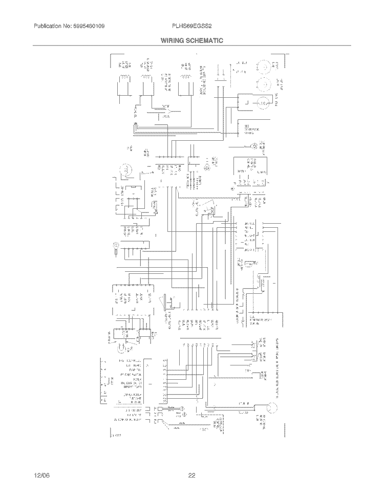 WIRING SCHEMATIC Diagram and Parts List for PLHS69EGSS2  Frigidaire Refrigerator