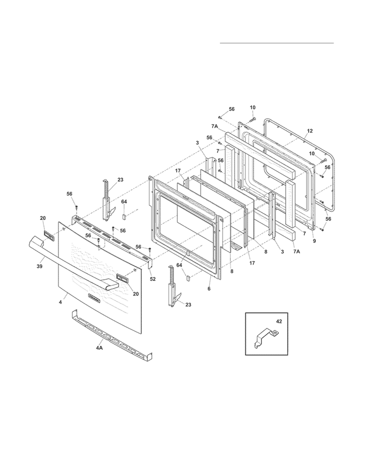 Door Diagram and Parts List for EI27EW35KB1  Electrolux Wall Oven