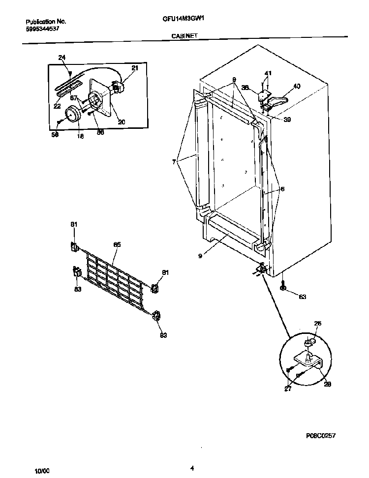 Cabinet Diagram and Parts List for GFU14M3GW1  Gibson Freezer