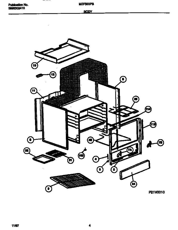 Frigidaire Mef500pbdb 2 Diagram and Parts List for MEF500PBDB V1 Frigidaire Range