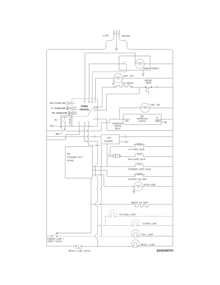 Wiring Schematic Diagram and Parts List for DFHS2313MFCA  Frigidaire Refrigerator