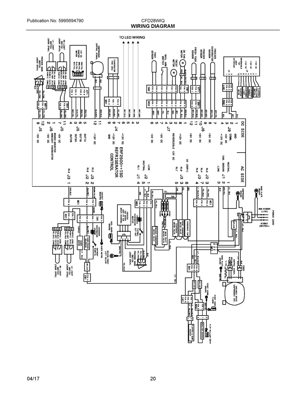 Cabinet Diagram and Parts List for FFFC22M6QWJ  Frigidaire Freezer