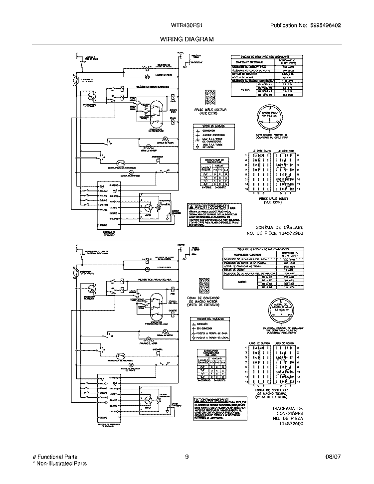WIRING DIAGRAM Diagram and Parts List for WTR430FS1  Westinghouse Washer