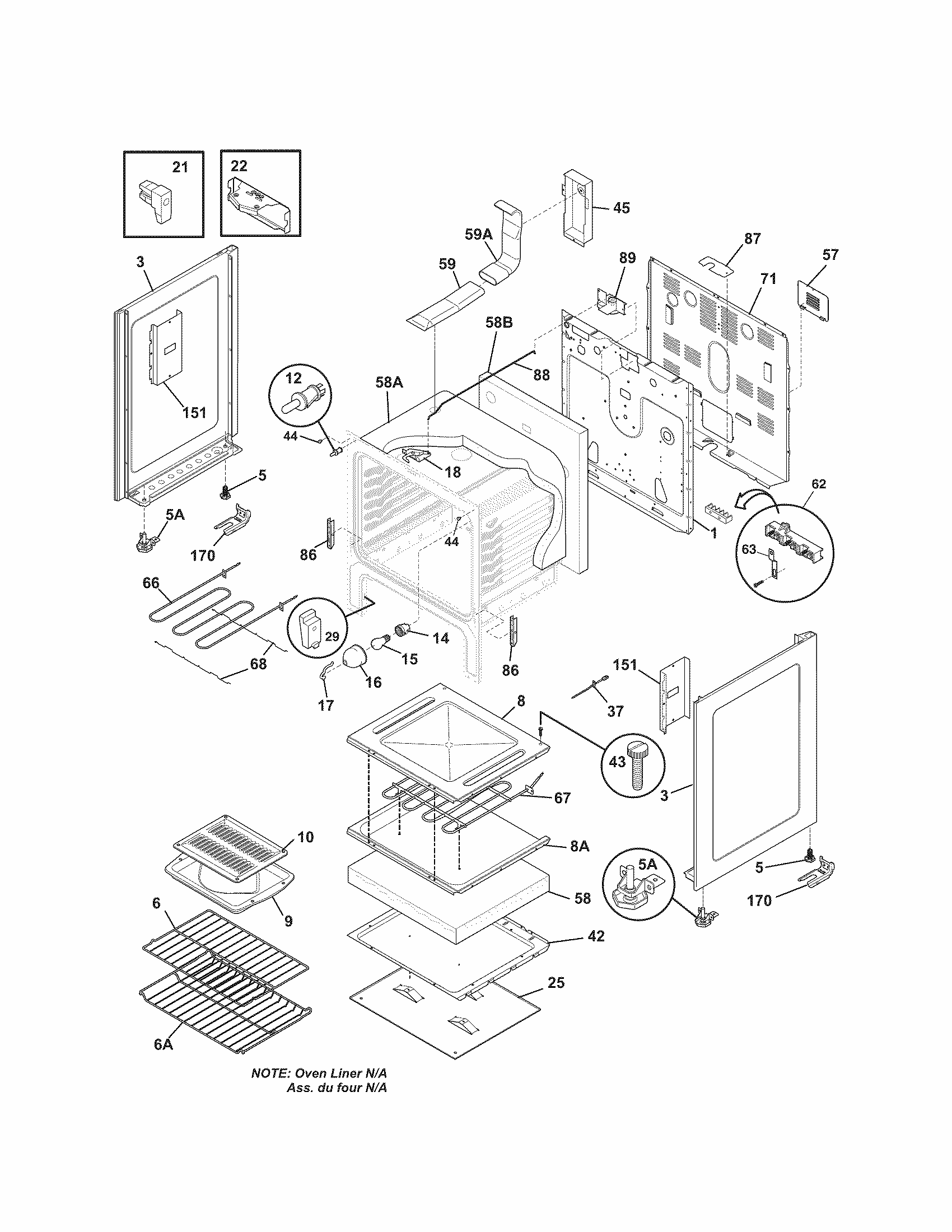 Body Diagram and Parts List for 79092309015  Kenmore Range