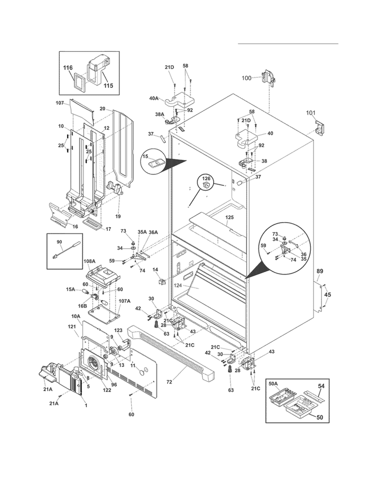 Cabinet Diagram and Parts List for FPHG2399MF5  Frigidaire Refrigerator