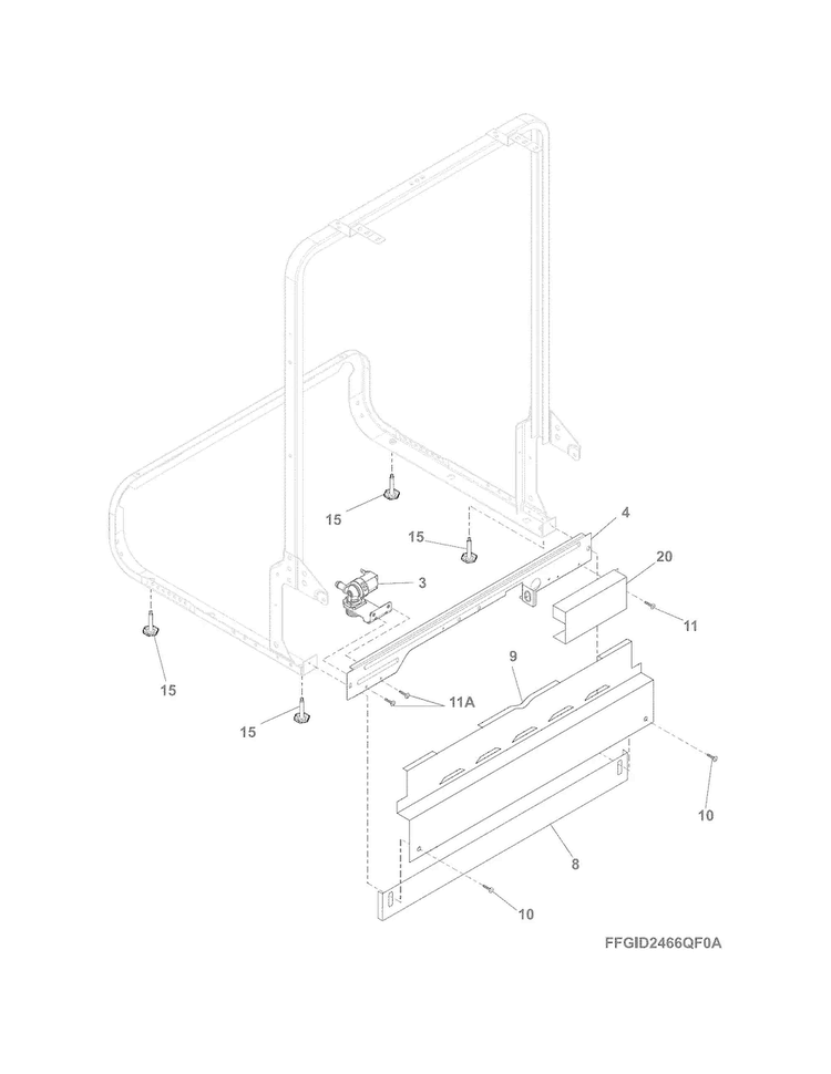 Frame Diagram and Parts List for FFBD2411NW3A  Frigidaire Dishwasher