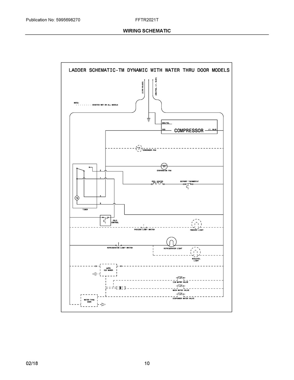 Wiring Schematic Diagram and Parts List for FFTR2021TS1  Frigidaire Refrigerator