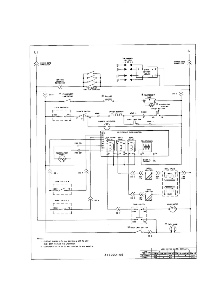 Wiring Diagram Diagram and Parts List for FGF376CERR  Frigidaire Range