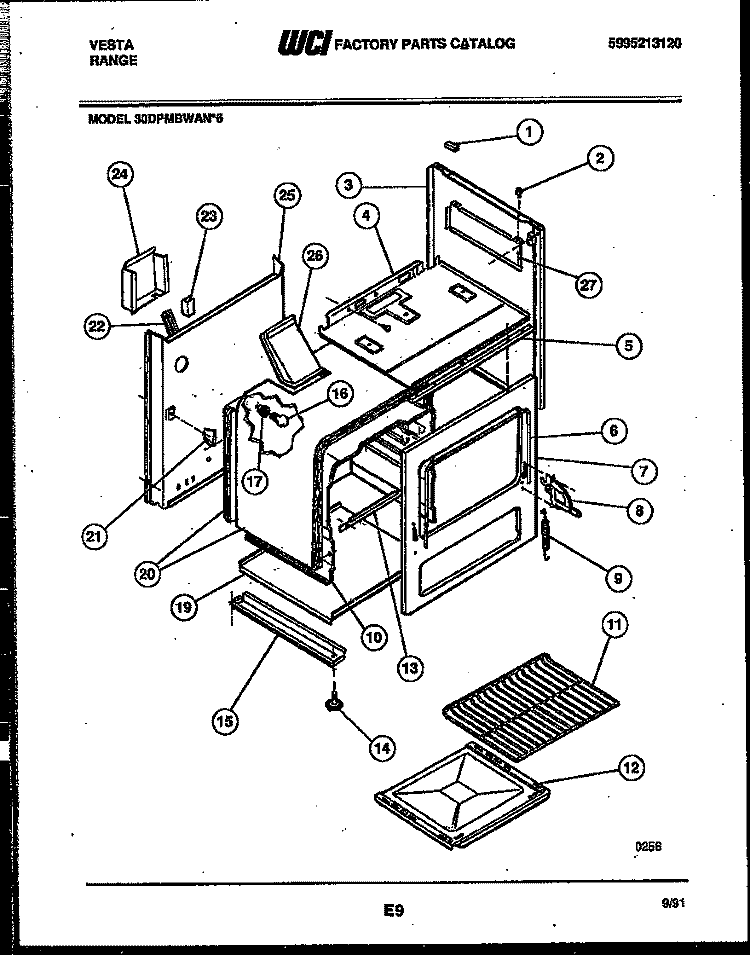 BODY PARTS Diagram and Parts List for 30DPMBWAN6  Tappan Range
