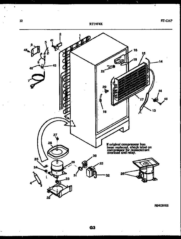 SYSTEM AND AUTOMATIC DEFROST PARTS Diagram and Parts List for RT19F8YX3B  Gibson Refrigerator