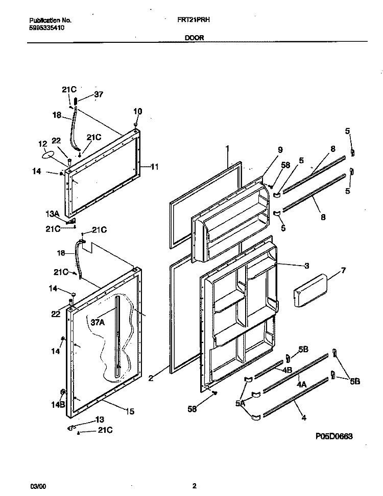 DOOR Diagram and Parts List for FRT21PRHD6  Frigidaire Refrigerator