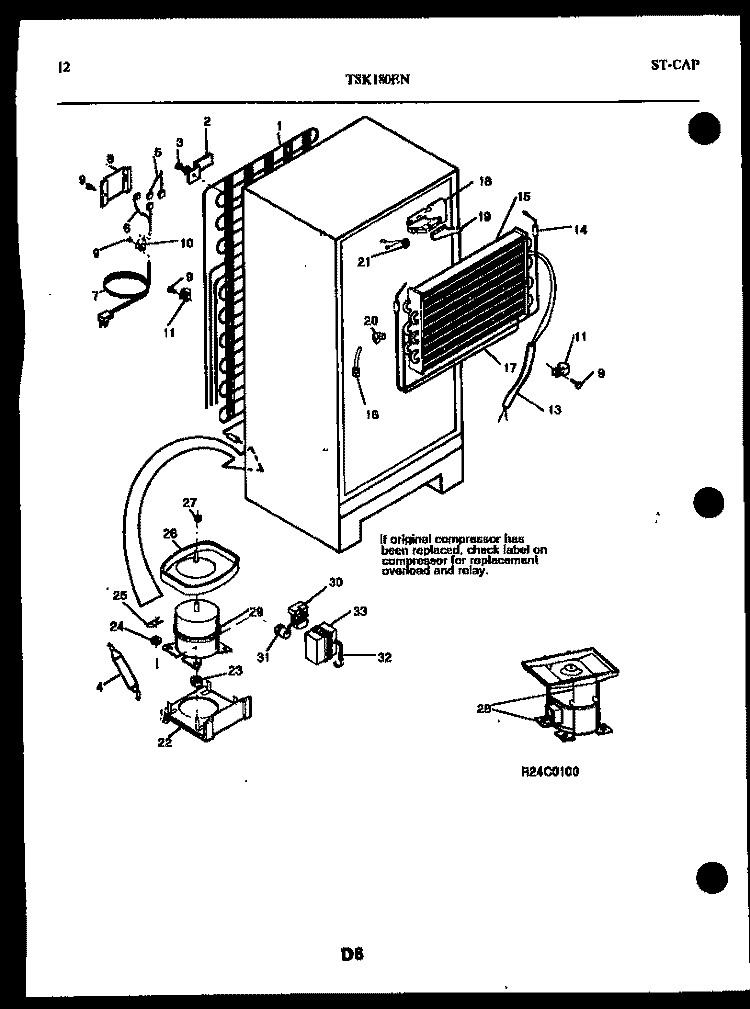SYSTEM AND AUTOMATIC DEFROST PARTS Diagram and Parts List for TSK180EN4D  Kelvinator Refrigerator