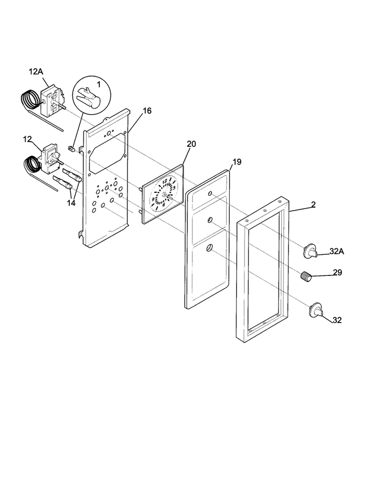 Control Panel Diagram and Parts List for TGO336BGW3  Tappan Range
