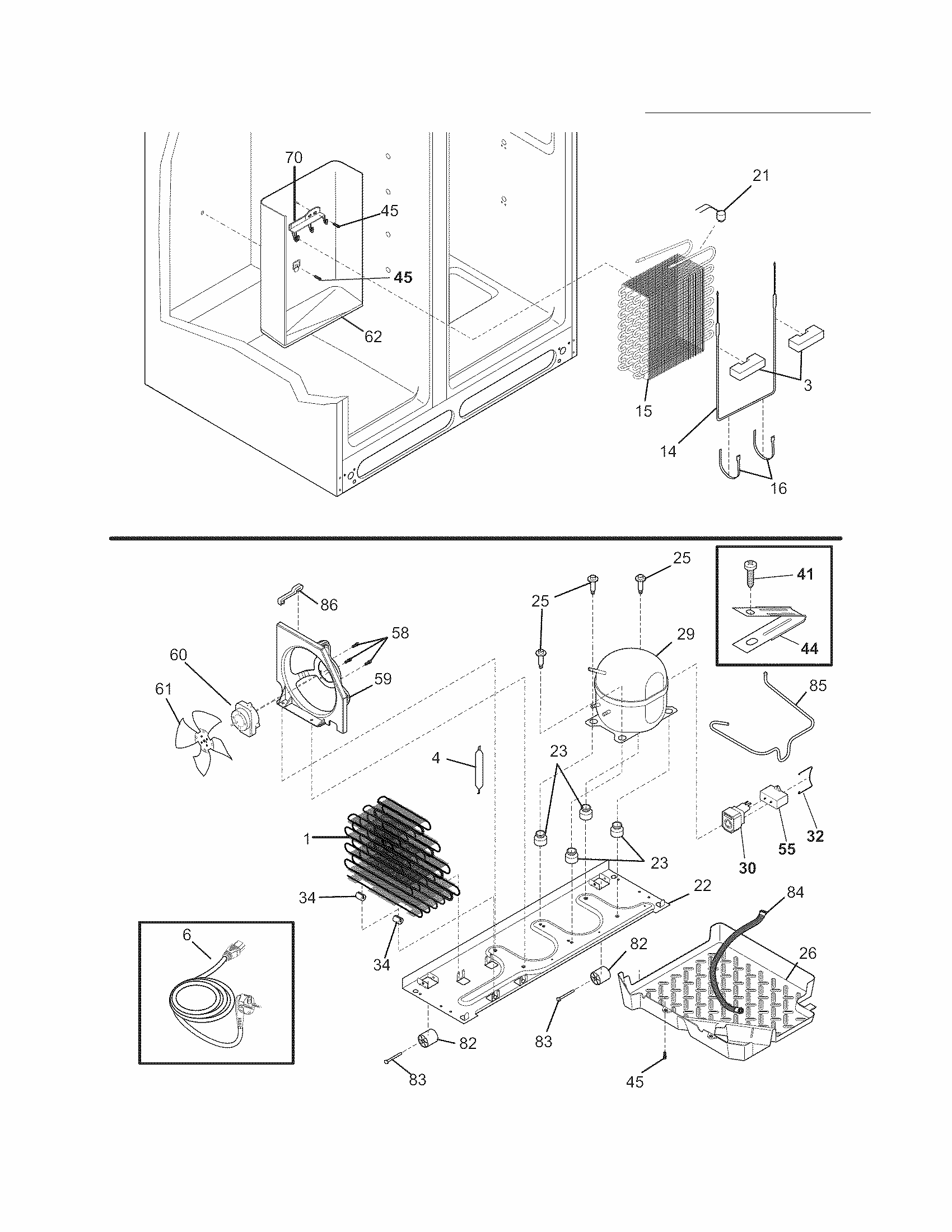 System Diagram and Parts List for FGUS2647LF3  Frigidaire Refrigerator