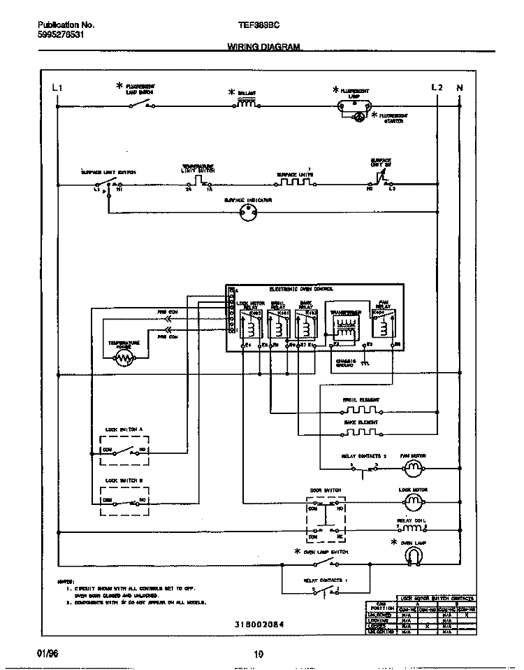 WIRING DIAGRAM Diagram and Parts List for TEF383BCWB  Tappan Range