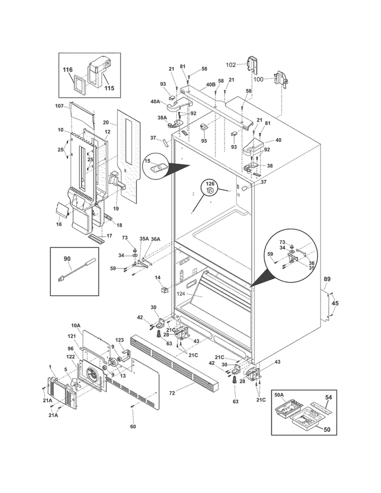 Cabinet Diagram and Parts List for E23BC78IPSC  Electrolux Refrigerator