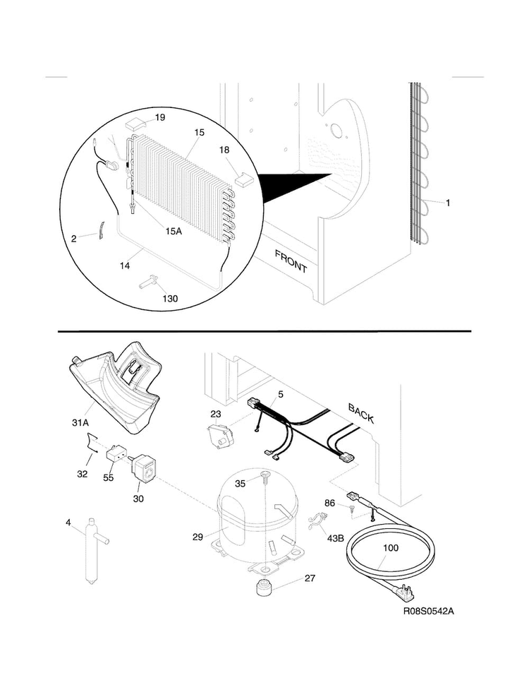 System Diagram and Parts List for 25322742410  Kenmore Freezer