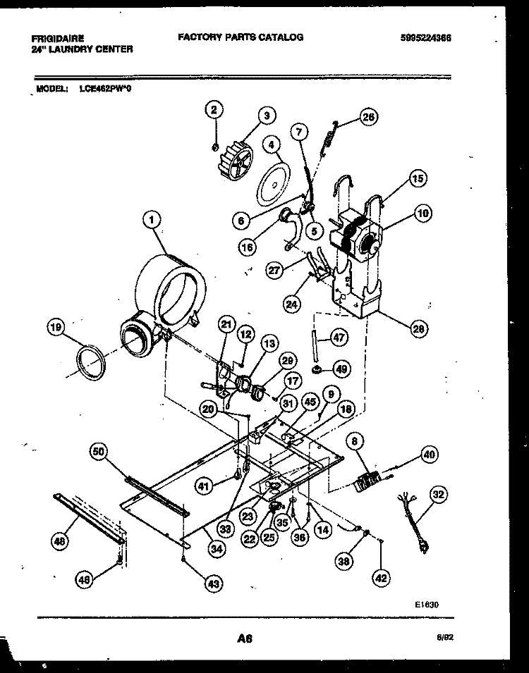 DRYER MOTOR, BLOWER AND BELT Diagram and Parts List for LCE462PL0  Frigidaire Washer