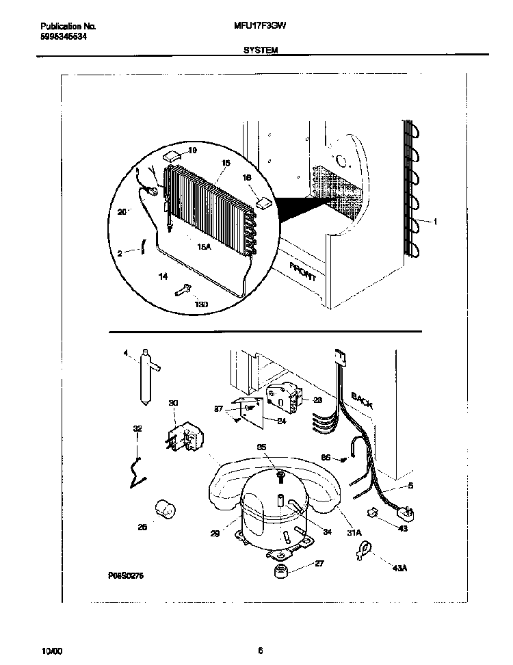 System Diagram and Parts List for MFU17F3GW7  Uni Freezer