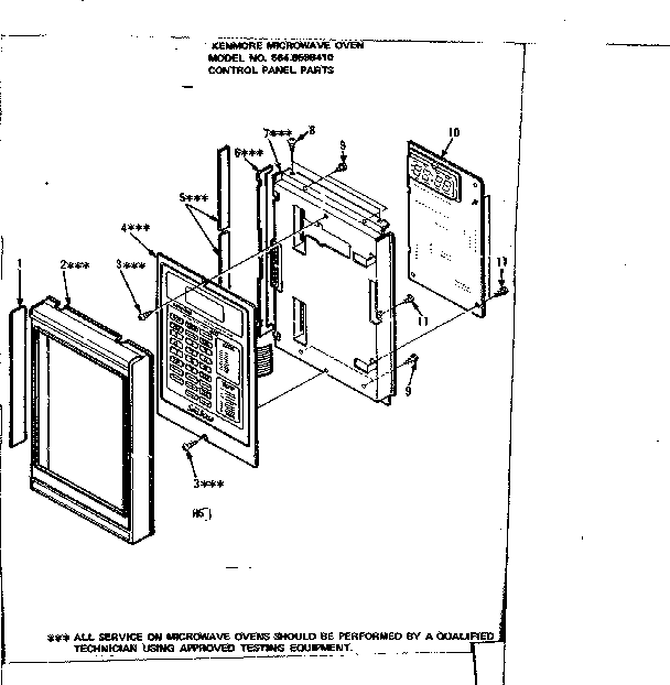 Control Panel Parts Diagram and Parts List for 5648598410  Kenmore Microwave