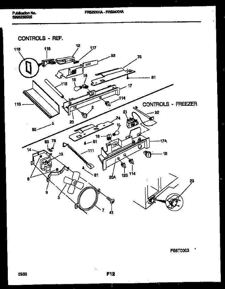 REFRIGERATOR CONTROL ASSEMBLY, DAMP Diagram and Parts List for FRS22XHAB0  Frigidaire Refrigerator
