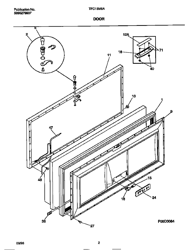 DOOR Diagram and Parts List for TFC15M6AW4  Tappan Freezer