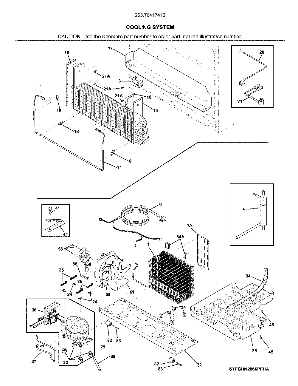 System Diagram and Parts List for 25370417412  Kenmore Refrigerator