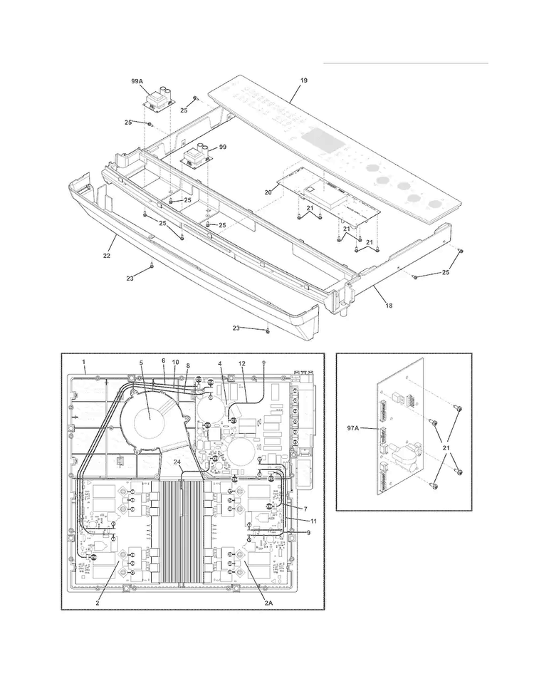 Backguard Diagram and Parts List for EW30IS65JSC  Electrolux Range