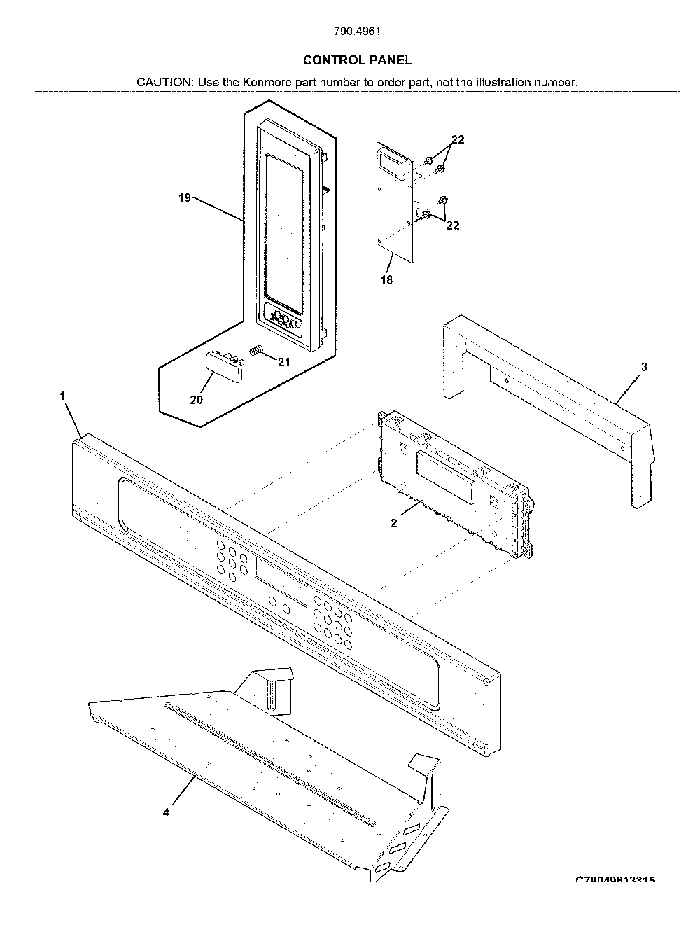 Control panel Diagram and Parts List for 79049612316  Kenmore Microwave