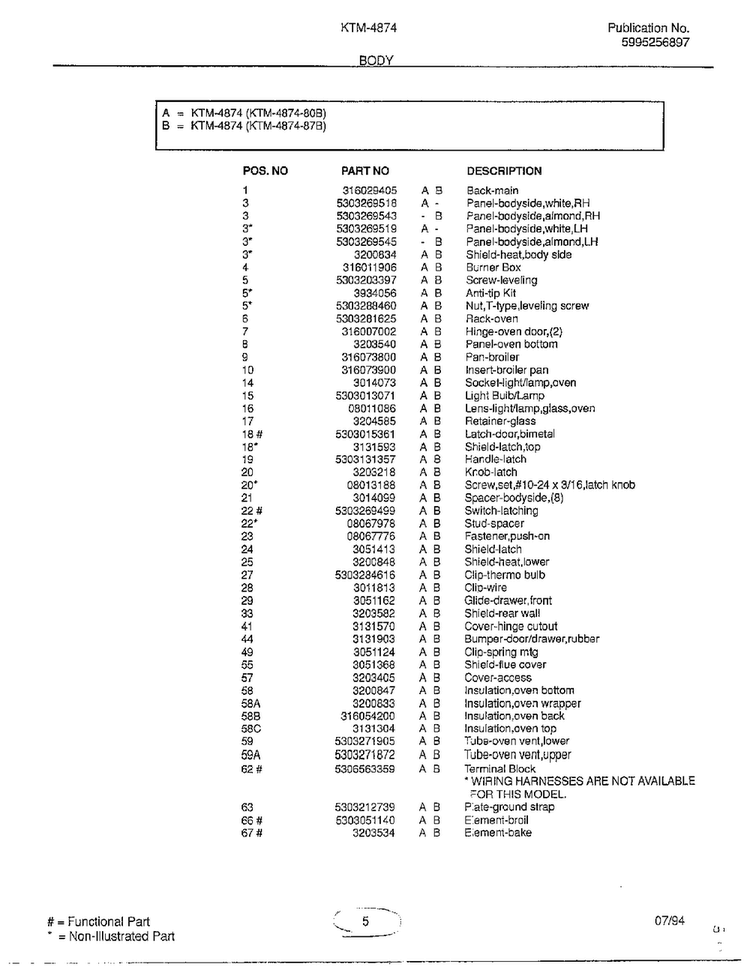 Body Page 2 Diagram and Parts List for 4847-80B  Frigidaire Range