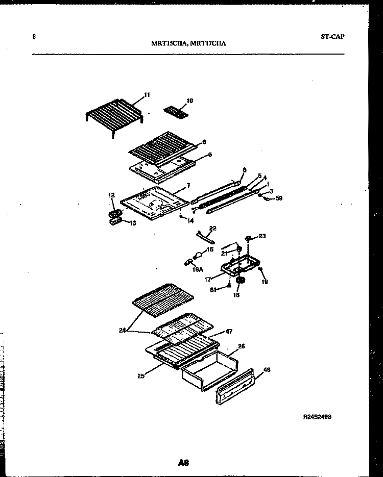 SHELVES AND SUPPORTS Diagram and Parts List for MRT15CHAA0  Frigidaire Refrigerator