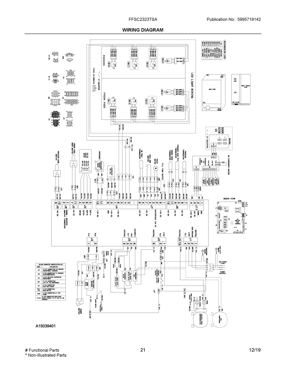 Wiring Diagram Diagram and Parts List for FFSC2323TSA  Frigidaire Refrigerator