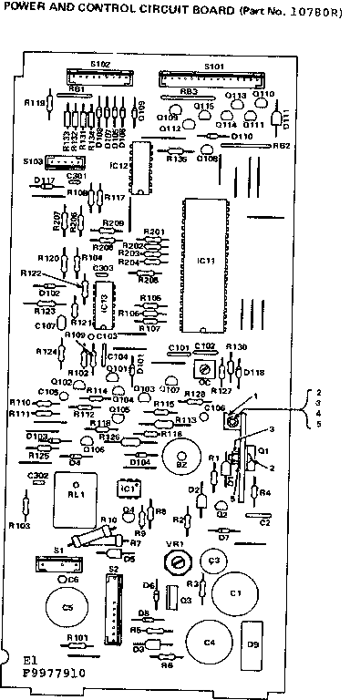 Power And Control Circuit Board Diagram and Parts List for 5649977910  Kenmore Microwave