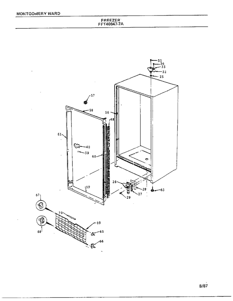 Freezer Assembly Page 3 Diagram and Parts List for 40847-7A  Frigidaire Freezer