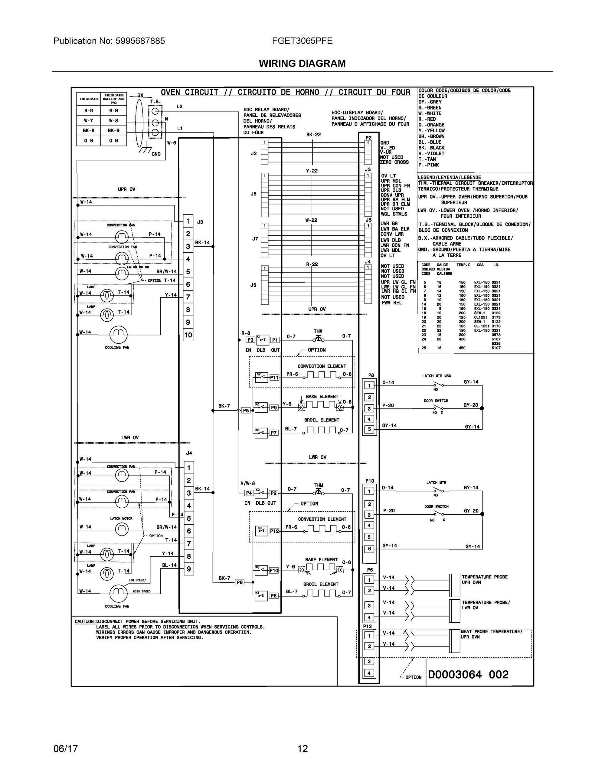 06 - WIRING DIAGRAM Diagram and Parts List for FGET3065PFE  Frigidaire Wall Oven