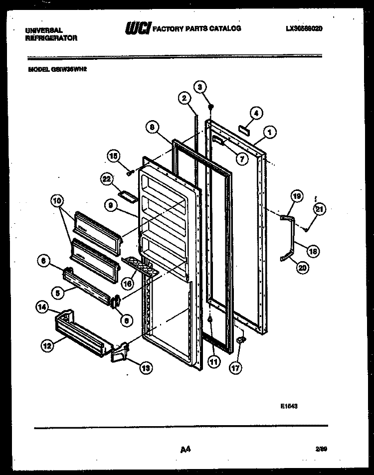 REFRIGERATOR DOOR PARTS Diagram and Parts List for GSIW36HH2  Frigidaire Refrigerator