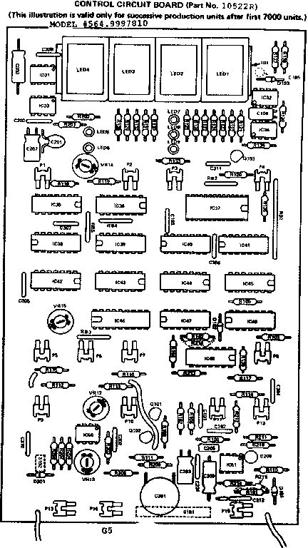 Control Circuit Board Diagram and Parts List for 5649997810  Kenmore Microwave