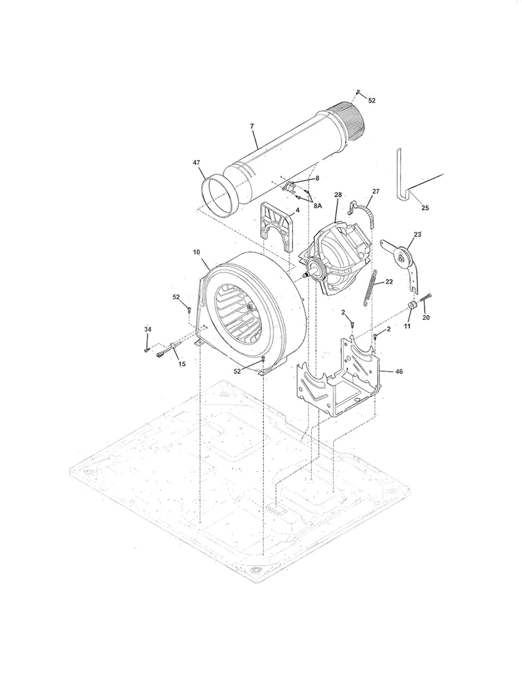 Motor Diagram and Parts List for EIMGD60LT3  Electrolux Dryer