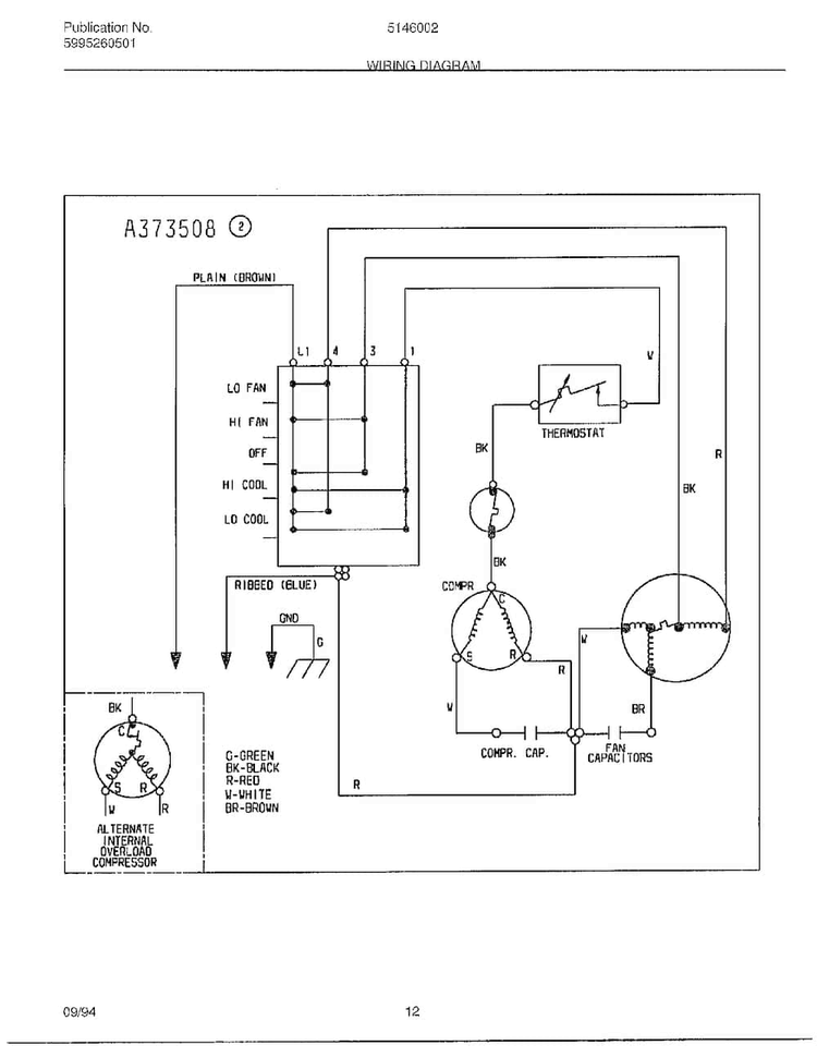 Wiring Diagram Diagram and Parts List for 5146002A  Frigidaire Air Conditioner