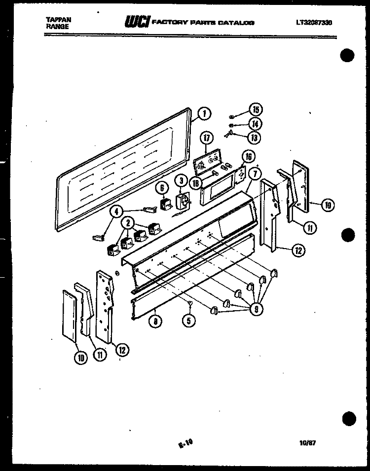 BACKGUARD Diagram and Parts List for 31-2977-23-01  Tappan Range