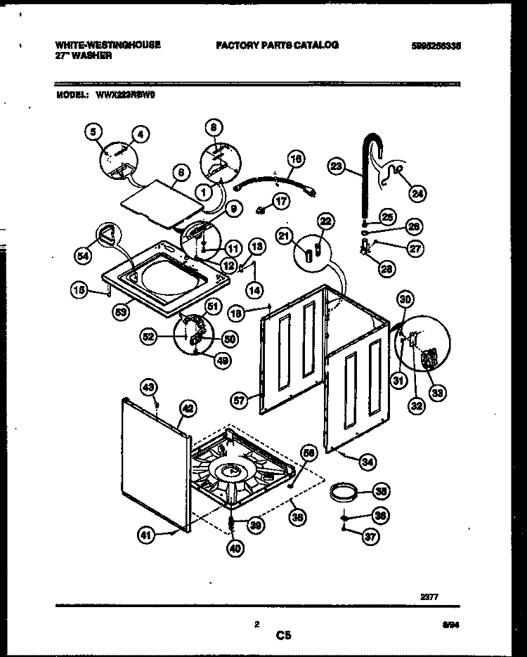 CABINET PARTS Diagram and Parts List for WWX223RBW0  Frigidaire Washer