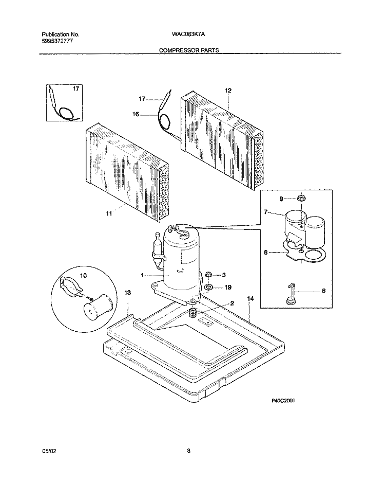 COMPRESSOR PARTS Diagram and Parts List for WAC083K7A5  Westinghouse Air Conditioner