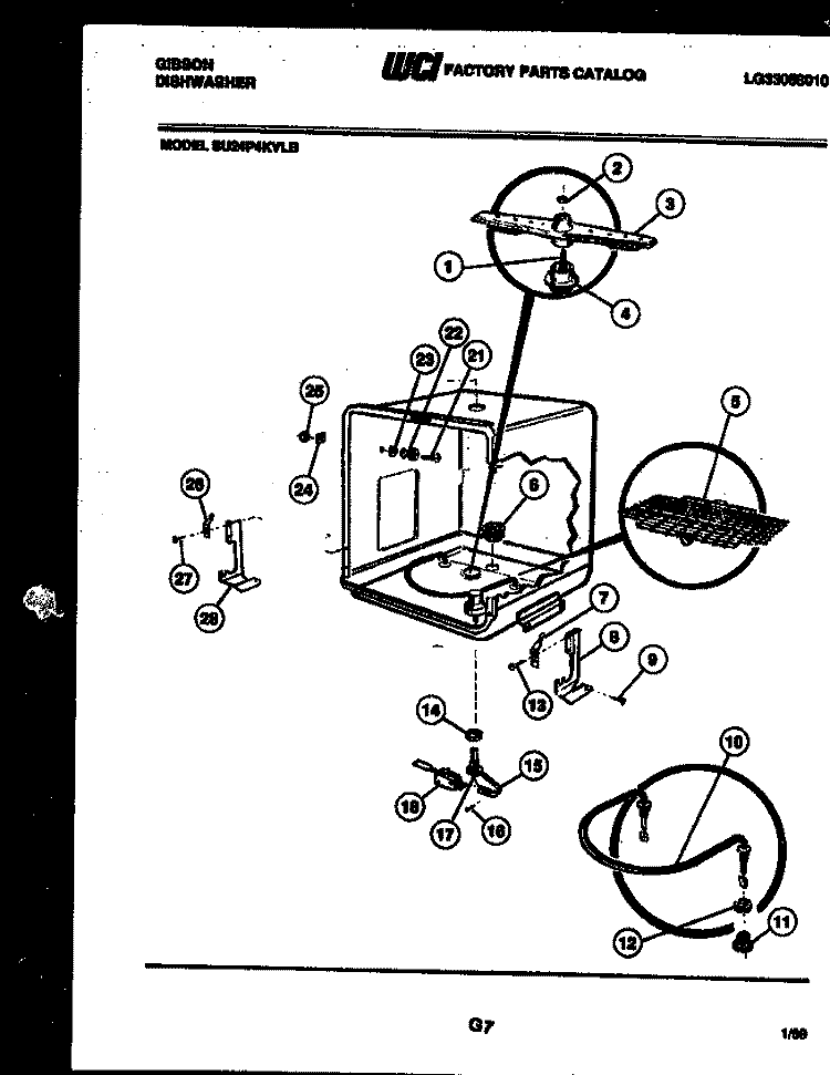 INNER TUB PARTS Diagram and Parts List for SU24P4KVLB  Gibson Dishwasher