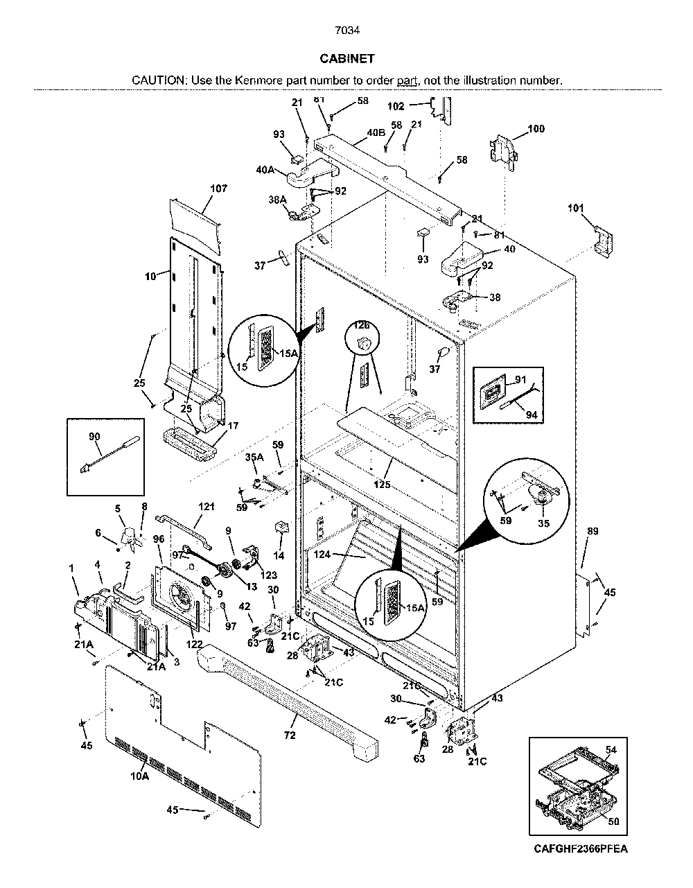 Cabinet Diagram and Parts List for 2537034341J  Kenmore Refrigerator