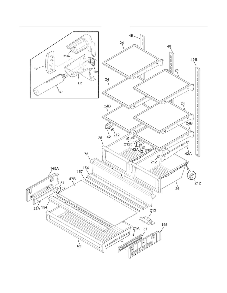 Shelves Diagram and Parts List for FGHN2844LE5  Frigidaire Refrigerator