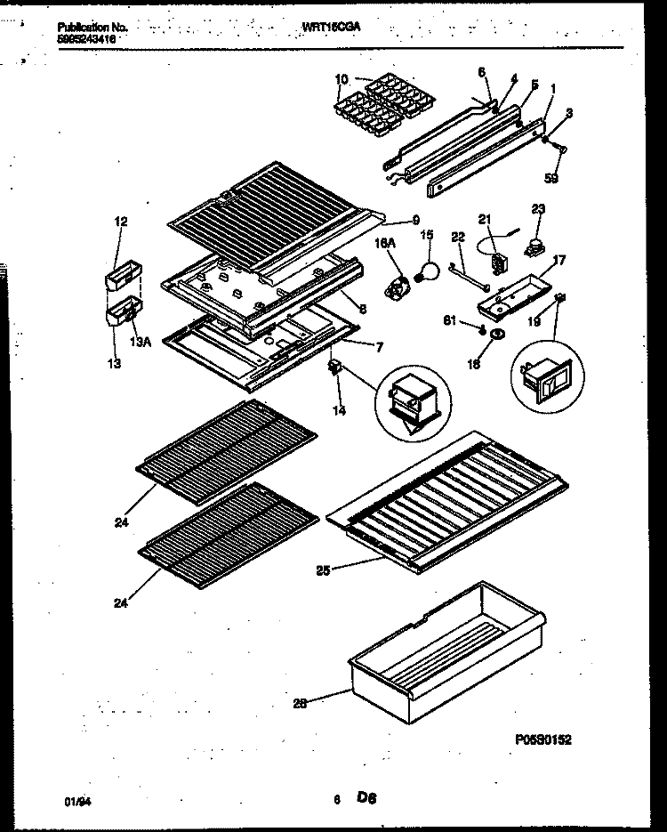 SHELVES AND SUPPORTS Diagram and Parts List for WRT15CGAZ0  Frigidaire Refrigerator