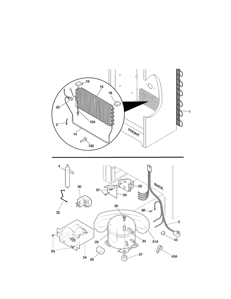 System Diagram and Parts List for 2539280414  Kenmore Freezer