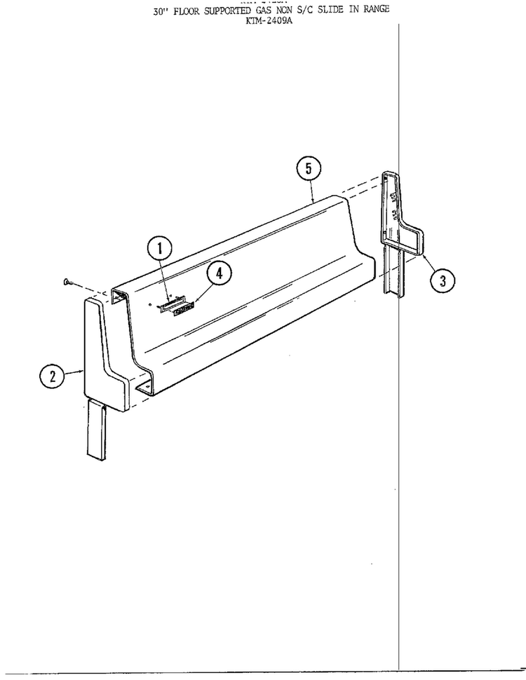 30" Floor/backguard Diagram and Parts List for 2409A  Frigidaire Range